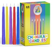 Colorful Chanukah Candles - Standard Size Fits Most Menorahs - Premium Quality Wax - Assorted Colors - 44 Count for All 8 Nights of Hanukkah - by Ner Mitzvah