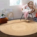 THE BEER VALLEY Jute Braided Boho Area Rug, 8' Round - Natural, Hand Woven Farmhouse Reversible Rugs for Living Room, Kitchen, Bedroom, Sunroom Rustic Decor - 8 Feet Round