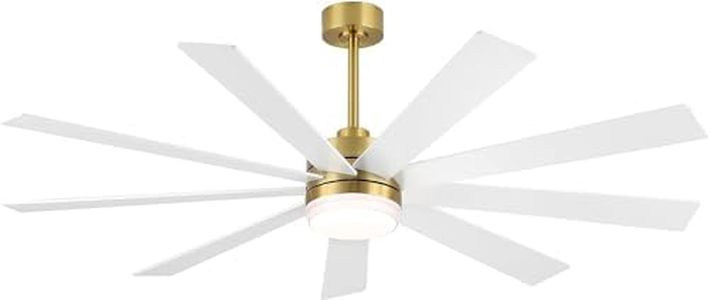 LEDLUX 72" DC Motor Ceiling Fan with Light, 6-Speed Remote Control, Reversible Motor, Modern 9 Blades Ceiling Fan 4.5"/12"/24" Downrods for Home or Commercial, Living Room/Restaurant White/Gold