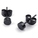 Konov Jewelry Mens Stainless Steel 3mm Rounded Stud Earrings Set, 2pcs(1 Pairs), Black, with Gift Bag, C24442