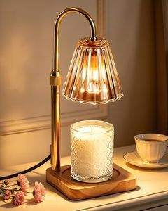 Marycele Candle Warmer Lamp with Timer for Yankee Candles, Adjustable Height Wax Melt Warmer for Scented Wax, Mothers Day Birthday Gifts for Mom Women Sister, Vintage Amber Glass Lamp for Home Decor