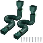 XRXINGMT 2-Pack Rain Gutter Downspout Extensions: Drain Downspout Extender Flexible Extendable from 21 to 60 Inches | Rainwater Drainage Down Spout with Gutter Connector & 8PCS Screws (Green)