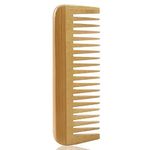 MRD Bamboo Wide Tooth Comb, Detangling Anti-Static Brush Natural Curly Wavy Dry Hair For Womens and Mens Hand Polished (1PCS)