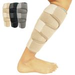 Vive Calf Brace - Adjustable Shin Splint Support - Lower Leg Compression Wrap Increases Circulation, Reduces Muscle Swelling - Calf Sleeve for Men and Women (Beige)