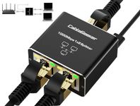 CableGeeker Ethernet Splitter, 1000Mbps High Speed Ethernet Splitter 1 to 2, RJ45 Internet Splitter with USB Power Cable, Network LAN Adapter for Cat 5/6/7/8 Cable [2 Devices Simultaneous Networking]