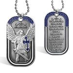 Police Challenge Coin- St Michael Archangel Pendant, Law Enforcement Saint Michael Dog Tag Necklace for Men Women, Double-sided paint, No Gemstone