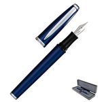 Monteverde Aldo Domani Fountain Pen - Broad Nib, Black Ink Fountain Pen, Blue (MV59621)