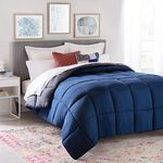 Linenspa All-Season Reversible Down Alternative Quilted Comforter - Hypoallergenic - Plush Microfiber Fill - Machine Washable - Duvet Insert or Stand-Alone Comforter, King Single, Navy/Graphite