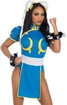Leg Avenue Women's Street Fighter Chunli Costume, Blue, Medium/Large