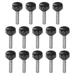 HARFINGTON 14pcs Knurled Knobs M8 x 40mm Male Thread 25mm Head Grip Plastic Metric Clamping Knobs Handles Thumb Screws with Threaded Stud, Black