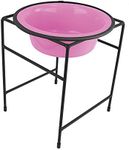 Platinum Pets Single Diner Feeder with Stainless Steel Dog Bowl, 3.5 cup/28 oz, Cotton Candy Pink