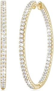 NICRET Hoop Earrings 14K Gold Hoop Earrings for Women Dual Diamond Hoop Earrings Large Gold Hoop Earrings 40mm*2mm