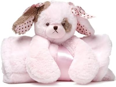 Bearington Baby Wiggles Cuddle Me Sleeper, Pink Puppy Dog Large Size Security Blanket, 28.5" x 28.5"