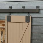 JUBEST 10FT Box Rail Exterior Barn Door Hardware Kit, Heavy-Duty Black Sliding Barn Door Track System, Wall Mount Door Hardware Kits (Door Not Included)