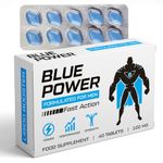 Blue Power 40 Pills 100mg - Stronger & Harder Enhanced Strength & Firmness for Men - Designed to Boost High Stamina, Performance & Prolonged Results - Natural Male Enhancing Food & Herbal Supplement