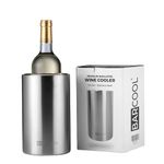 Barcool Wine Cooler Sleeve | Stainless Steel Double Walled Insulated Wine Bottle Cooler for Wine & Champagne | Portable, No Ice Needed, Condensation Free Wine Chiller for Home & Outdoor Use - Silver