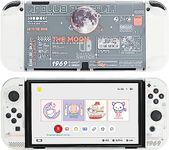 GeekShare Protective Case Slim Cover Case Compatible with Nintendo Switch OLED Console and Joy Con, Shock-Absorption and Anti-Scratch Cover Skin for Switch OLED 2021- The Moon (Clear)