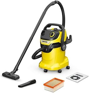 Kärcher 16283020 Wet & Dry Vacuum Cleaner WD 5, blower function, power: 1100w, plastic container: 25 L, suction hose: 2.2 m, incl. floor and crevice nozzle, Yellow