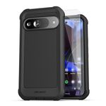 Encased Protective Phone Case for Google Pixel 9 / Pixel 9 Pro 6.3" (Falcon Shield) Dual Layer Heavy Duty Cover with Tempered Glass Screen Protector (Black)