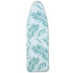 LEEWEITAS Ironing Board Covers 148x55cm, Extra Large Ironing Board Cover with 100% Cotton Top and Thick Padding, Easy Fit and Scorch Resistant (Green leaves, XX-Large)