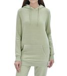 M17 Womens Ladies Plain Hoodie Pullover Longline Hoody Soft Casual Hooded Sweatshirt Top Long Sleeve Jacket Jumper (L, Sage Green)