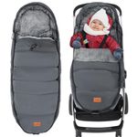 Zooawa Stroller Bunting Bag Universal, Waterproof Baby Stroller Footmuff, Christmas Gift Stroller Sleeping Bag for Cold Weather, Extra Thick, Fits 6-36 Months Baby, Gray