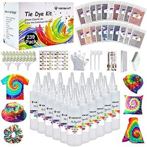 Large Tie Dye Kit for Kids and Adults - 239 Pack Permanent Tie Dye Kits for Clothing Craft Fabric Textile Party Group Handmade Project (Dye up to 60 Medium Adults T-Shirts!)