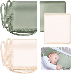 Hosuly 2 Pcs Satin Bassinet Sheet Baby Hair Soft Silk Feeling Sheet Baby Bassinet for Rectangle Cradle Pad Mattress Boys Girls Newborn Infant(Green and White)