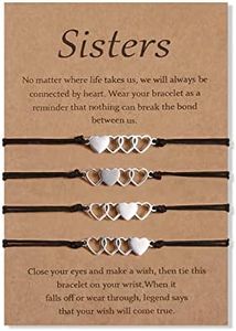 CheersLife 4 Sorelle Bracciale Gioielleria Svuotare a Forma Di Cuore Abbinato Migliore Amica Amicizia Braccialetto a Distanza Set Regali Per Ragazze E Donne Regali Di Compleanno