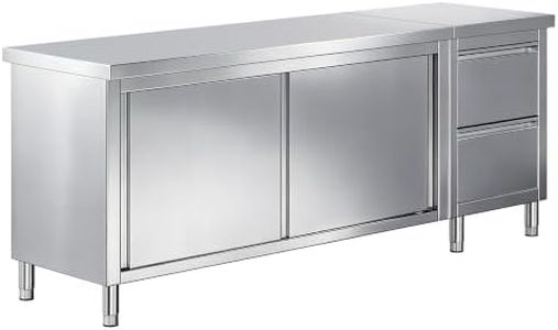 Jocisland 84-Inch Stainless Steel Work Table with Cabinet