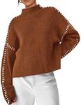 PRETTYGARDEN Women's Chunky Knit Winter Sweaters Casual Long Sleeve Mock Neck Oversized Loose Pullover Sweater Tops (Caramel,Medium)