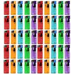 Aspect Multicolour Electronic Flame Adjustable Utility Lighters - Refillable Lighters - Use for Camping, BBQ, Fireworks - Child Safe (Pack of 50)