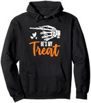 Funny He's My Treat Skeleton Hand Matching Couples Halloween Pullover Hoodie