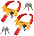 Tevlaphee 2 Pcs Wheel Clamp, 6 Alike Keys, Wheel Lock Anti Theft Wheel Clamp, Caravan Wheel Locks, Trailer Wheel Clamp, Heavy Duty,