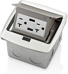 Leviton PFUS2-BN, Brushed Nickel Pop-Up Floor Box with Dual Type A, 3.6 Amp USB Charger, 20Amp Outlet, 20