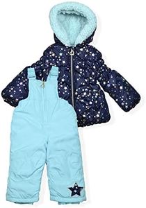 Arctic Quest Little Girls Bib Snow Pants and Ski Jacket Water-Resistant Snowsuit For Kids Winter Jacket For Girls, Navy, 6X