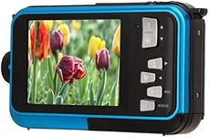 Waterproof Digital Camera, Full HD 2.7K 48MP 10ft 16X Digital Zoom Dual Screens Front and Rear Screen Digital Camera for Teenagers/Beginners. (Blue)