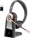 Earbay Wireless Headset, Bluetooth Headphones with Microphone Noise Canceling & USB Dongle, Office Headset with Charge Dock for Mobile Phone Computer Tablet Work Skype Zoom Conference Call Center