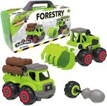 Construct IT Buildables 2-in-1 Forestry Vehicles - 42 Pieces Forestry Vehicles Construction Set - STEM Toys for 3+ Year Old - Log Collector and Truck Construction Toys - Build Your Own Vehicles