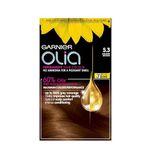 Garnier Olia Permanent Hair Dye, Up to 100% Grey Hair Coverage, No Ammonia, 5.3 Golden Brown