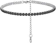 Black Tennis Bracelets for Women Bling CZ Diamond 7.5'' Stainless Steel Chain Bracelet Gift for Her Girlfriend