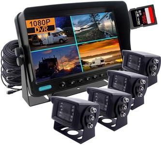 CAMSLEAD Monitor da 9 pollici Sistema di telecamere di backup 1080P, registratore DVR, supporto scheda SD da 256GB, ingresso a 4 canali, schermo quadruplo, per camion, rimorchi, camper, roulotte