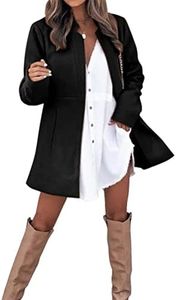 ORANDESIGNE Manteau Femme Hiver Mode Chaud Manteaux Vintages Couleur Unie Long Veste OL Parka Manteau Longue Femme Veste Trench-Coat à Manches Longues Trench Printemps et Automne A Noir M