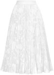 GRACE KARIN Women's Flared Pleated Ruffle Chiffon Skirt Below Knee Ivory S