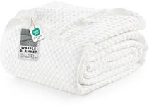 Utopia Bedding 100% Cotton Waffle Weave Blanket Queen Size for Bed - Lightweight, Breathable Summer Blanket, Soft Cozy Gift for Mother’s Day Home Decor (White, 90x90 Inch)