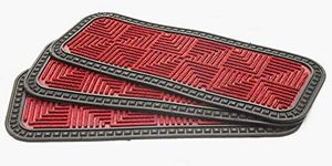 Onlymat Step & Stair Door Mat (Red & Black) Anti-Skid, Polypropylene Entryway Rug with Rubber Backing for Indoor, Outdoor, Kitchen, Bathroom, Patio - 60cm x 25cm (Pack of 3)