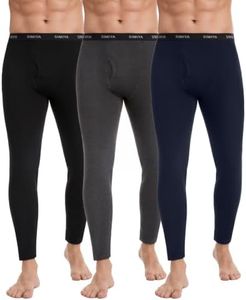 SIMIYA 2 Pack Men's Thermal Underwear Bottoms Fleece Lined Long Johns Pants