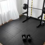 Amazon Basics EVA Foam Interlocking Puzzle Exercise Mat | 12 mm Thick | Set of 6 Tiles (60 x 60 cm each) | Anti-Slip Cushioned Flooring | Durable EVA Foam | Floor Protection for Home Gym & Fitness Areas | Black