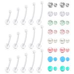 MODRSA Plastic Pregnancy Belly Button Rings Long Bar Navel Rings for Maternity Sport Pregnant Women Flexible Bioplast Clear Belly Piercing Retainer Different Length bar 6-32mm