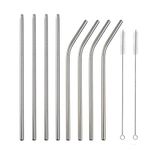 Botanique Stainless Steel Metal Straws Reusable 8 Set Drinking Straws with 2 Cleaning Brush Eco-Friendly Straws 8.5 inch Perfect for Smoothie Milkshakes Cocktail and Hot Drinks Colour Silver